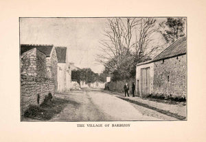 1905 Print Village Barbizon France Cityscape Street Stone Walls Trees Two XGDA1