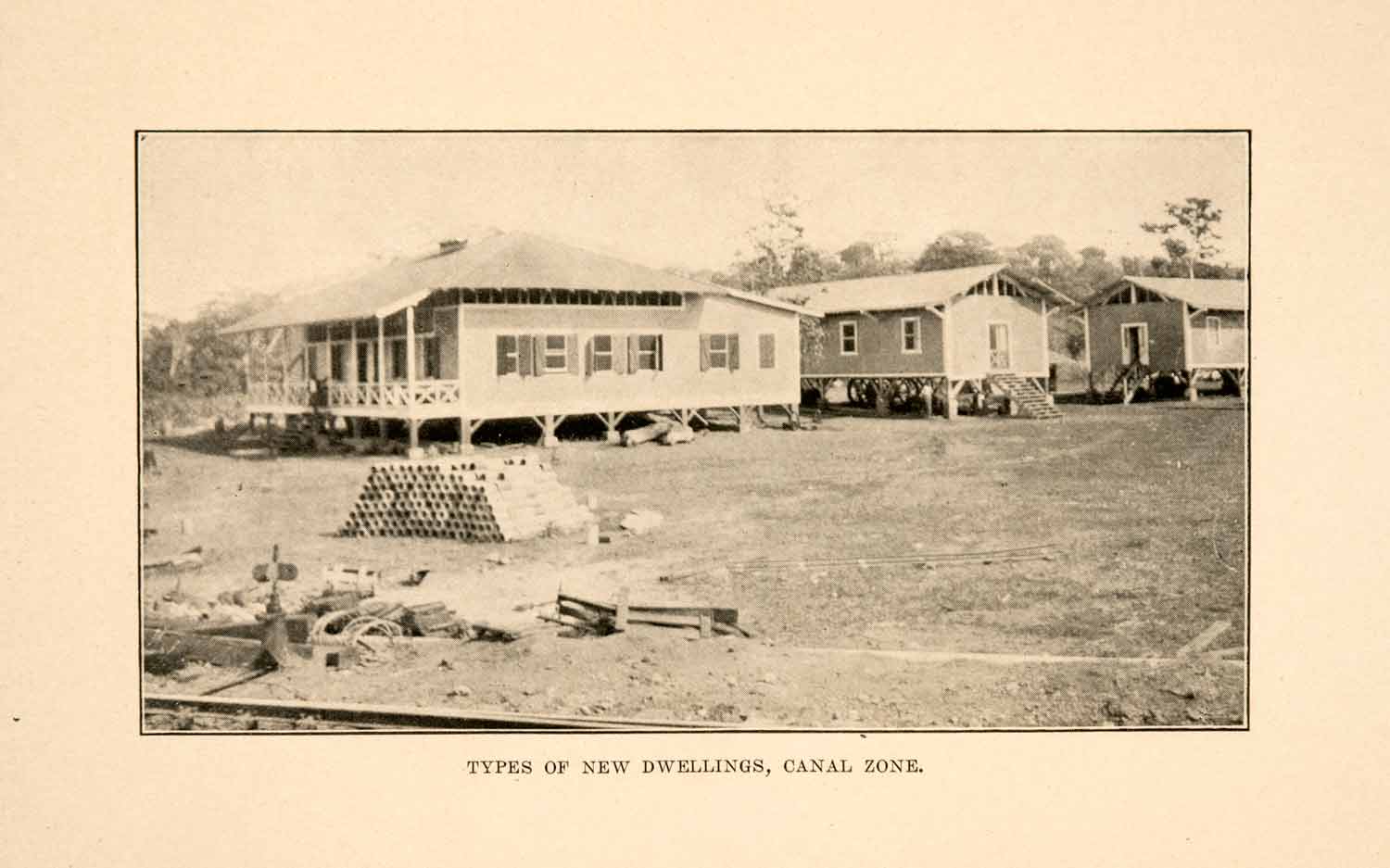 1908 Print New Dwellings Panama Canal Zone Construction Houses Building XGDA2