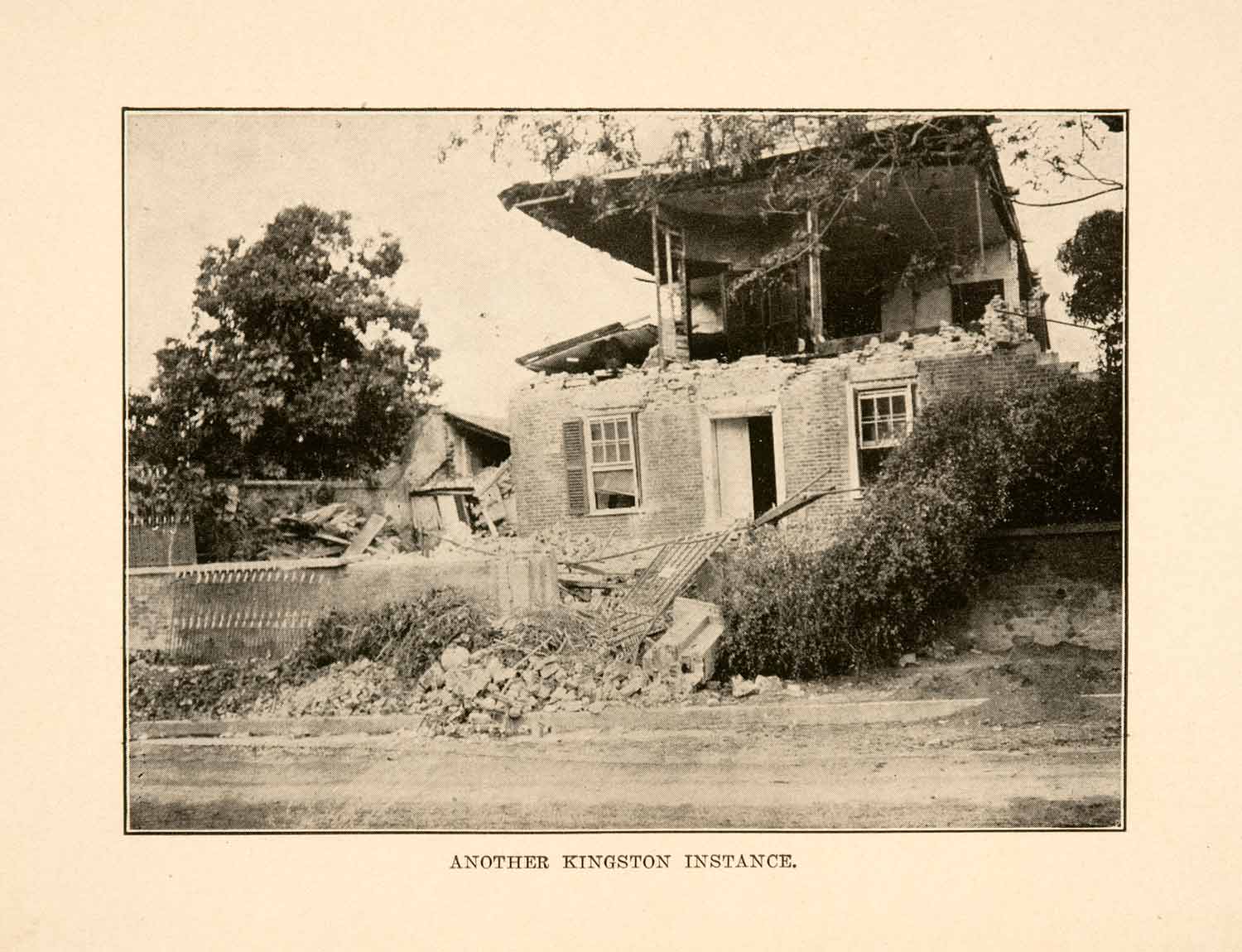 1908 Print Kingston Earthquake Jamaica Damaged Building Rubble Disaster XGDA2