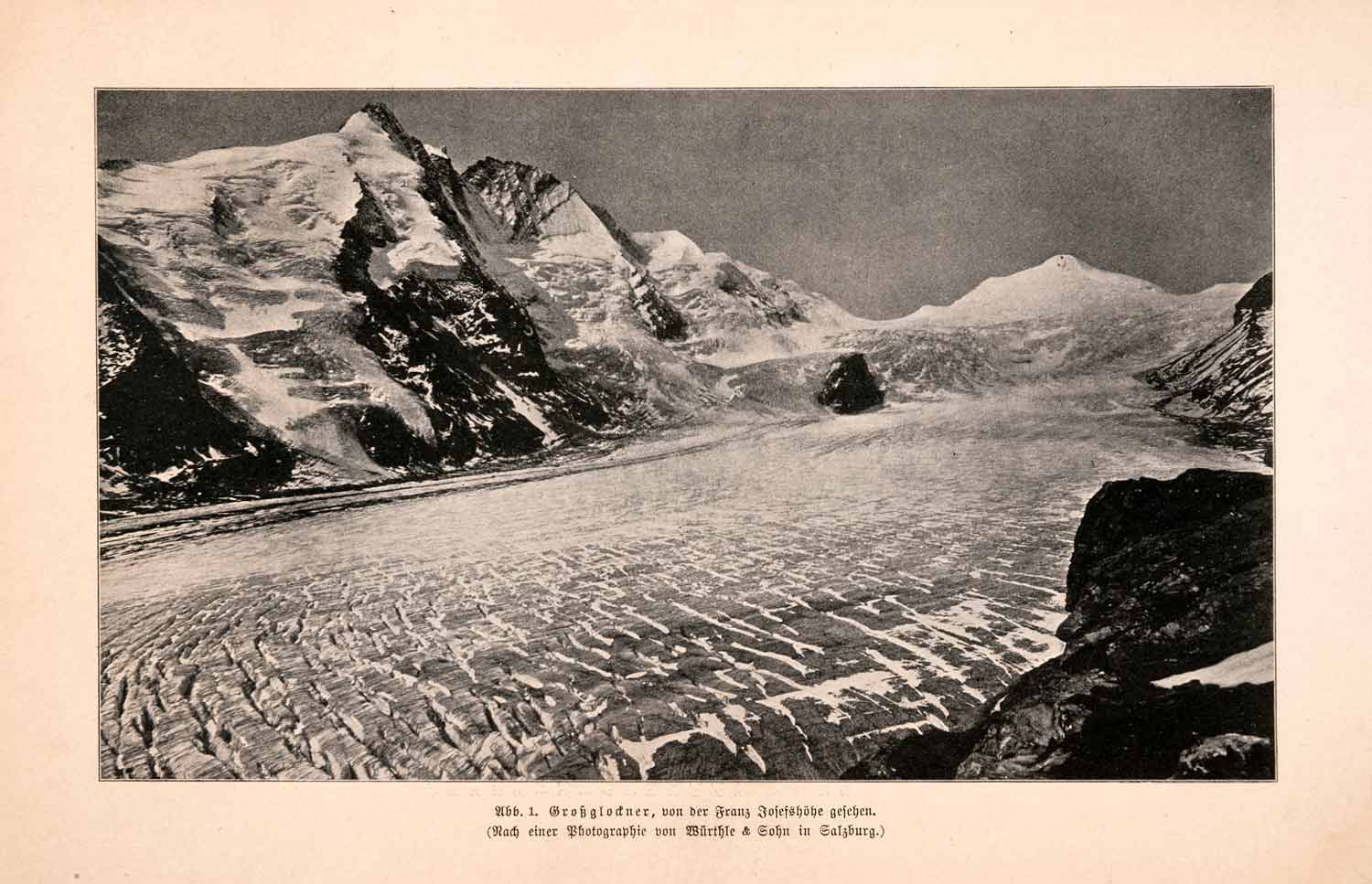 1899 Print Grossglockner Austria Tyrol Mountain Pasterze Glacier Geography XGDA3