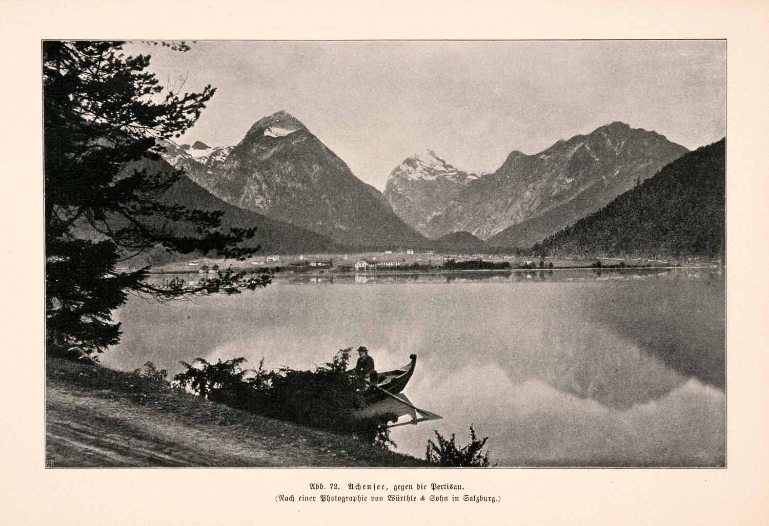 1899 Print Lake Achen Pertisau Karwandel Brandenberg Boat Alpine Austria XGDA3