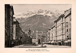 1899 Print St Anne Column Maria Theresa Strasse Innsbruck Tyrol Alps XGDA3