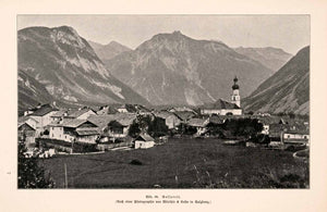 1899 Print Nassereith Imst Tirol Austria Alps Mountains Spire Church XGDA3