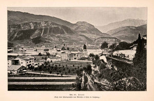 1899 Print Trento Italy Adige River Valley Council Trent Dolomite Alps XGDA3