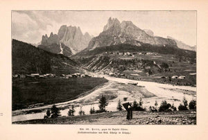 1899 Print Vajolet Towers Dolomite Alps Italy Tyrol Pera Valley Landscape XGDA3