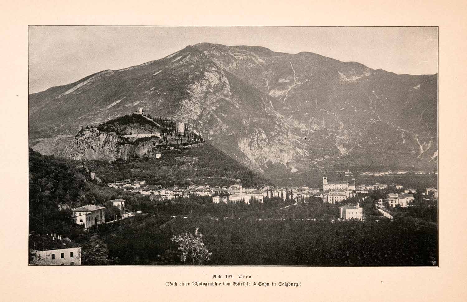 1899 Print Medieval Castle Arco Trentino Italy Aerial Limestone Dolomite XGDA3