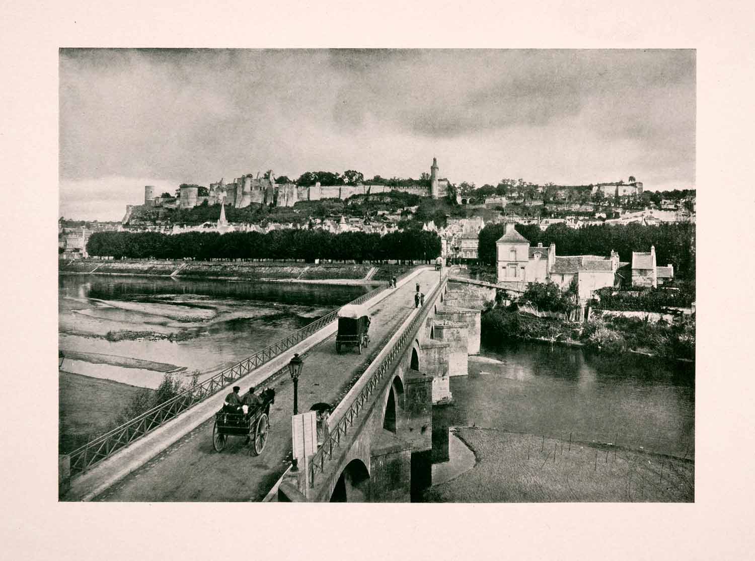1906 Print Chinon Chateau Cityscape France Vienne River Bridge Historic XGDA4