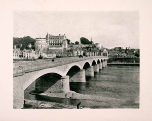 1906 Print Medieval Chateau Amboise Cityscape Loire River Bridge Historic XGDA4