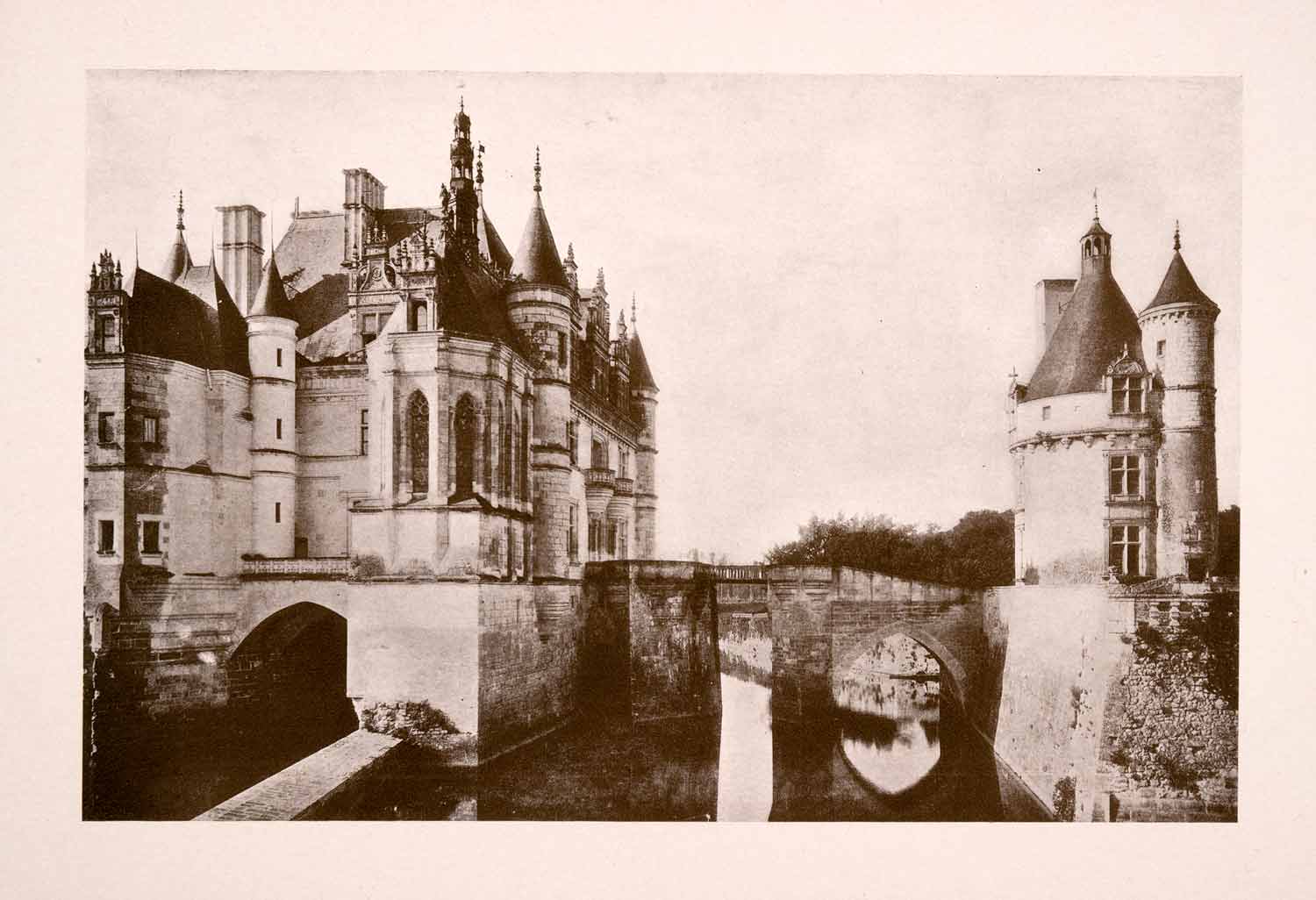 1906 Print Chateau Chenonceaux Chapel Donjon Tower Medieval Castle Moat XGDA4