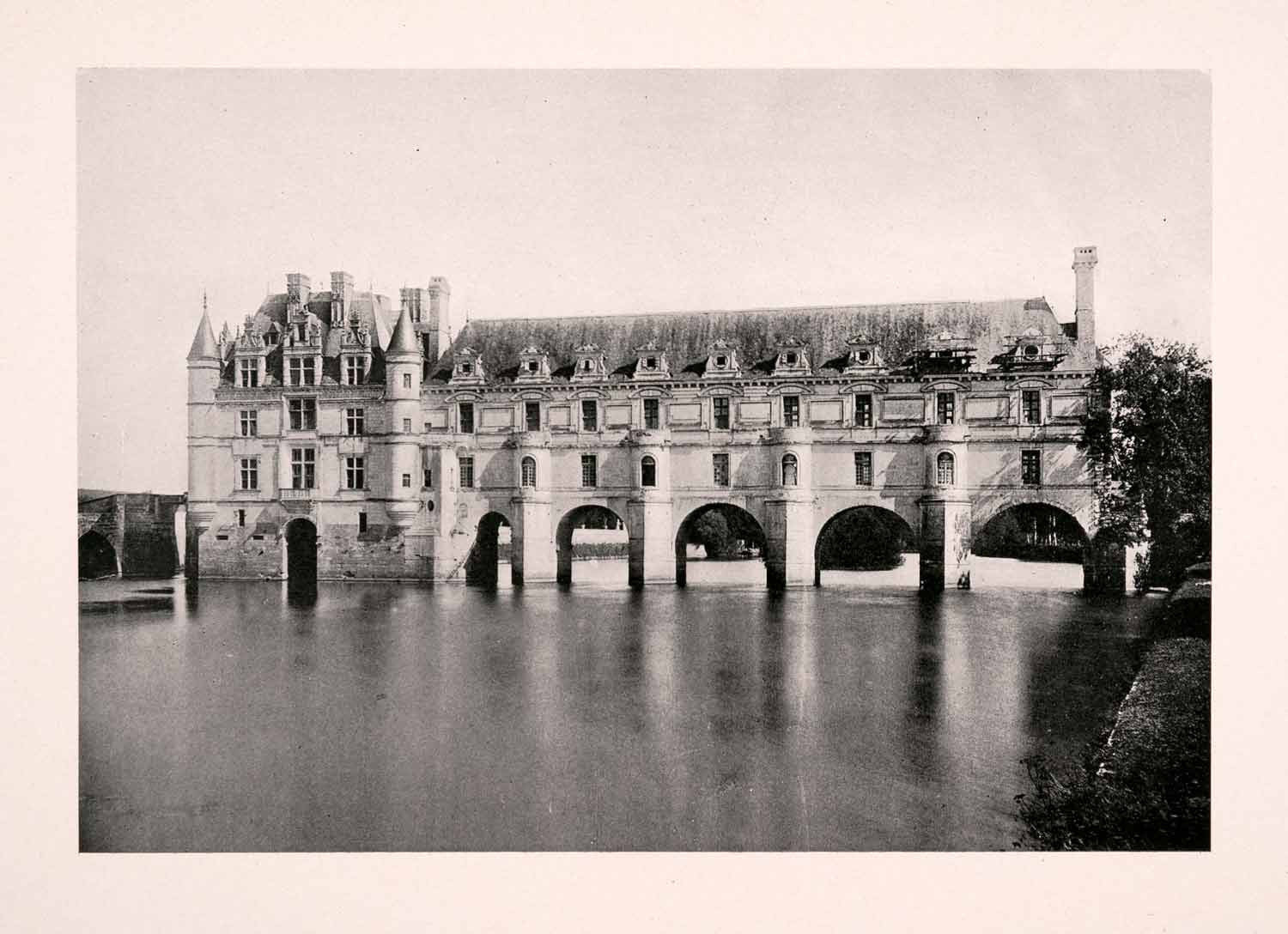 1906 Print Chateau Chenonceaux Medieval Castle Waterfront Architecture XGDA4
