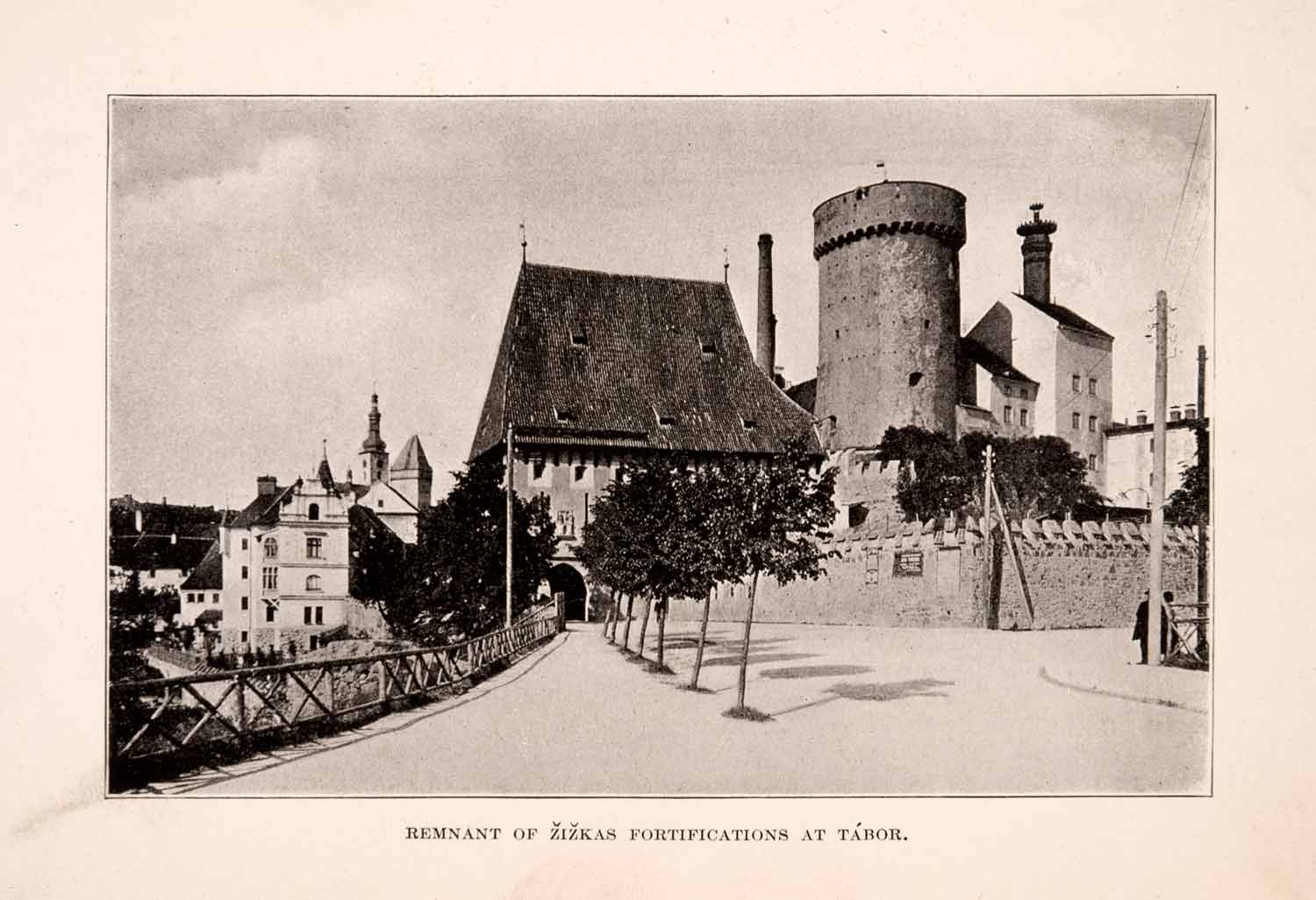 1929 Print Zizkas Fortification Tabor Czech Republic Castle Tower Historic XGDA5
