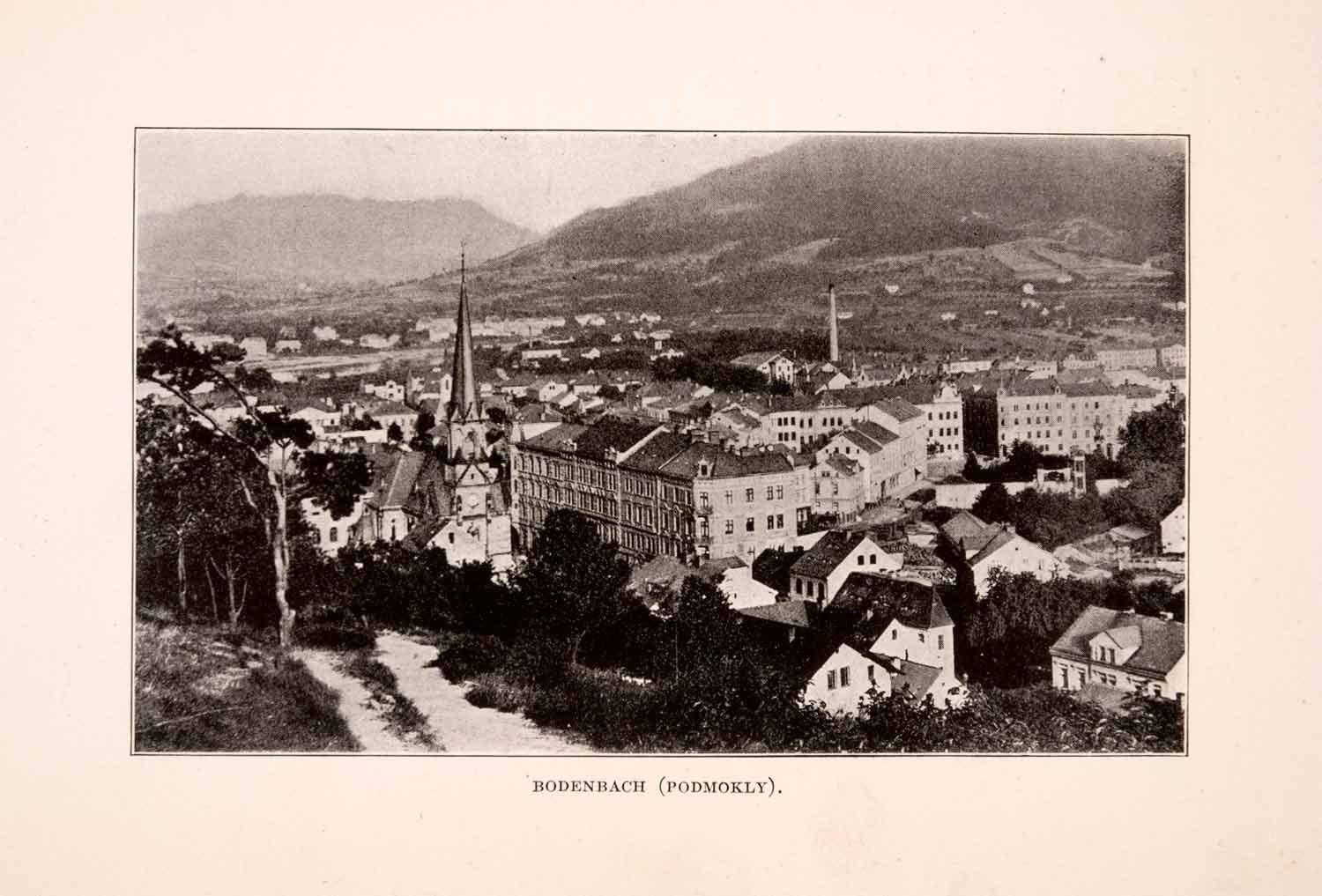 1929 Print Bodenbach Podmokly Czech Birds Eye View Cityscape Historic XGDA5
