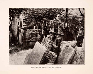 1929 Print Old Jewish Cemetery Prague Czech Republic Tombstones Historic XGDA5