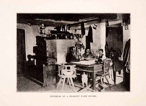 1929 Print Czech Republic Peasant Family Farm House Interior View Historic XGDA5