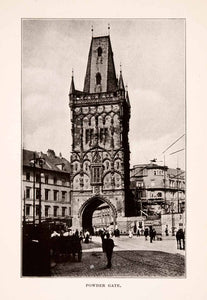 1929 Print Powder Tower Gate Prague Czech Historic Landmark Gothic XGDA5