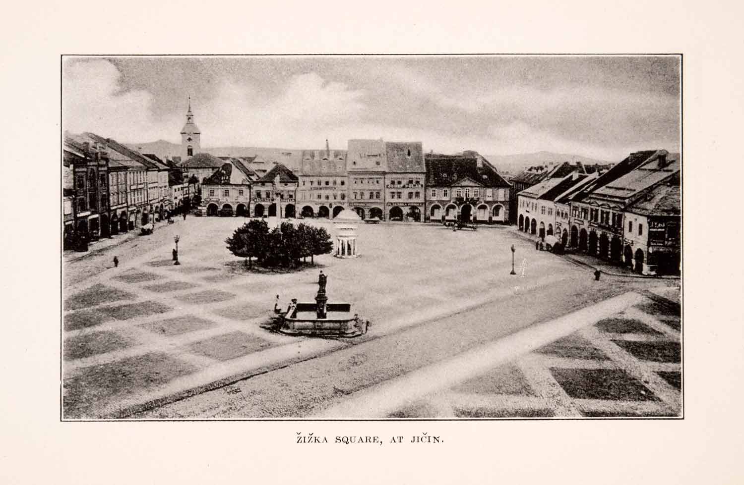 1929 Print Zizka Square Jicin Hradec Czech Cityscape City Centre Historic XGDA5