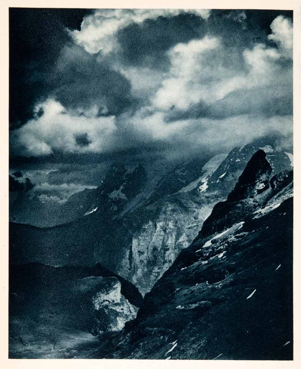 1937 Photogravure Thunderstorm Jungfrau Bernese Swiss Alps Valais Mount XGDA6