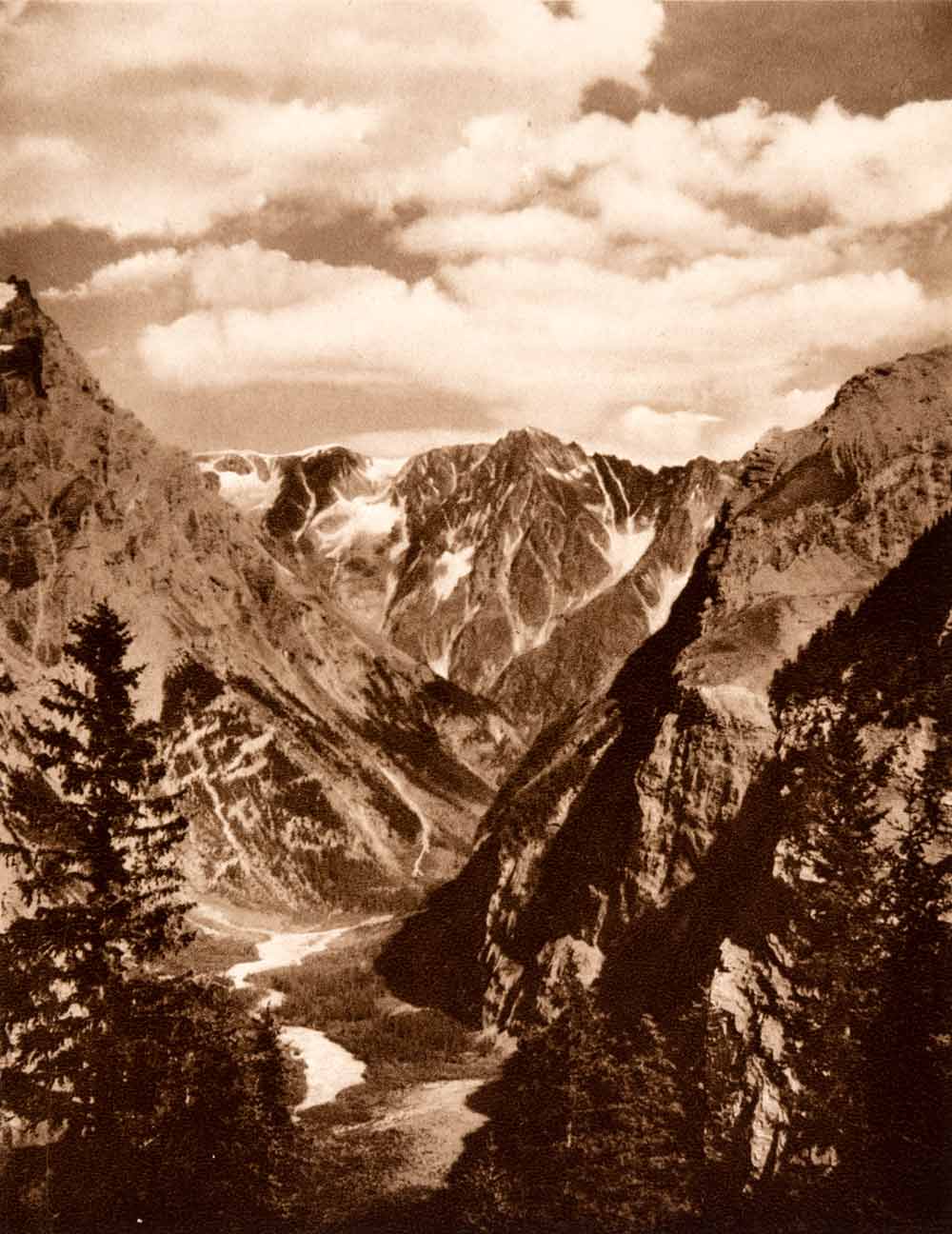 1937 Photogravure Gasternal Kander Glacier Pine Forest Bernese Alps XGDA6