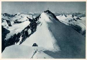 1937 Photogravure Wildspitz Summit Glarus Alps Switzerland Hikers Canton XGDA6