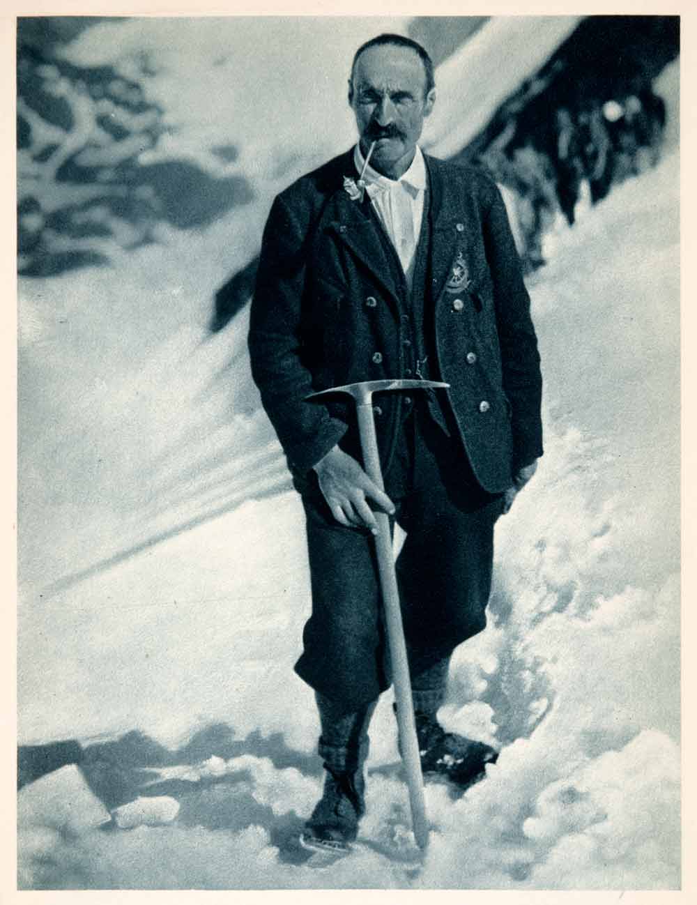 1937 Photogravure Portrait Mountaineer Solden Austria Alois Kneissl Otztal XGDA6