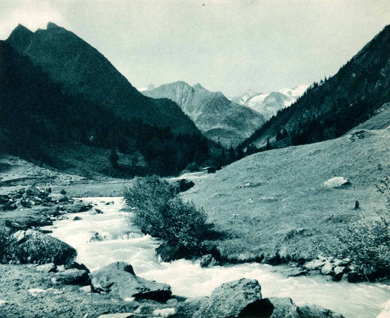 1937 Photogravure Oberberg Branch Stubai Valley Alp Tyrol Austria Glacial XGDA6