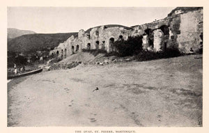 1925 Print Quay St Pierre Martinique Ruins Shore Beach Caribbean Volcano XGDA7