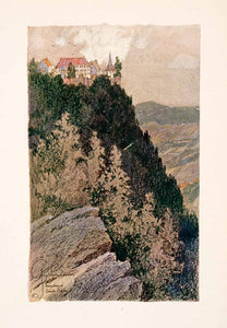 1918 Print George Wharton Edwards Monastery Sainte-Odile Vosges Alsace XGDA8
