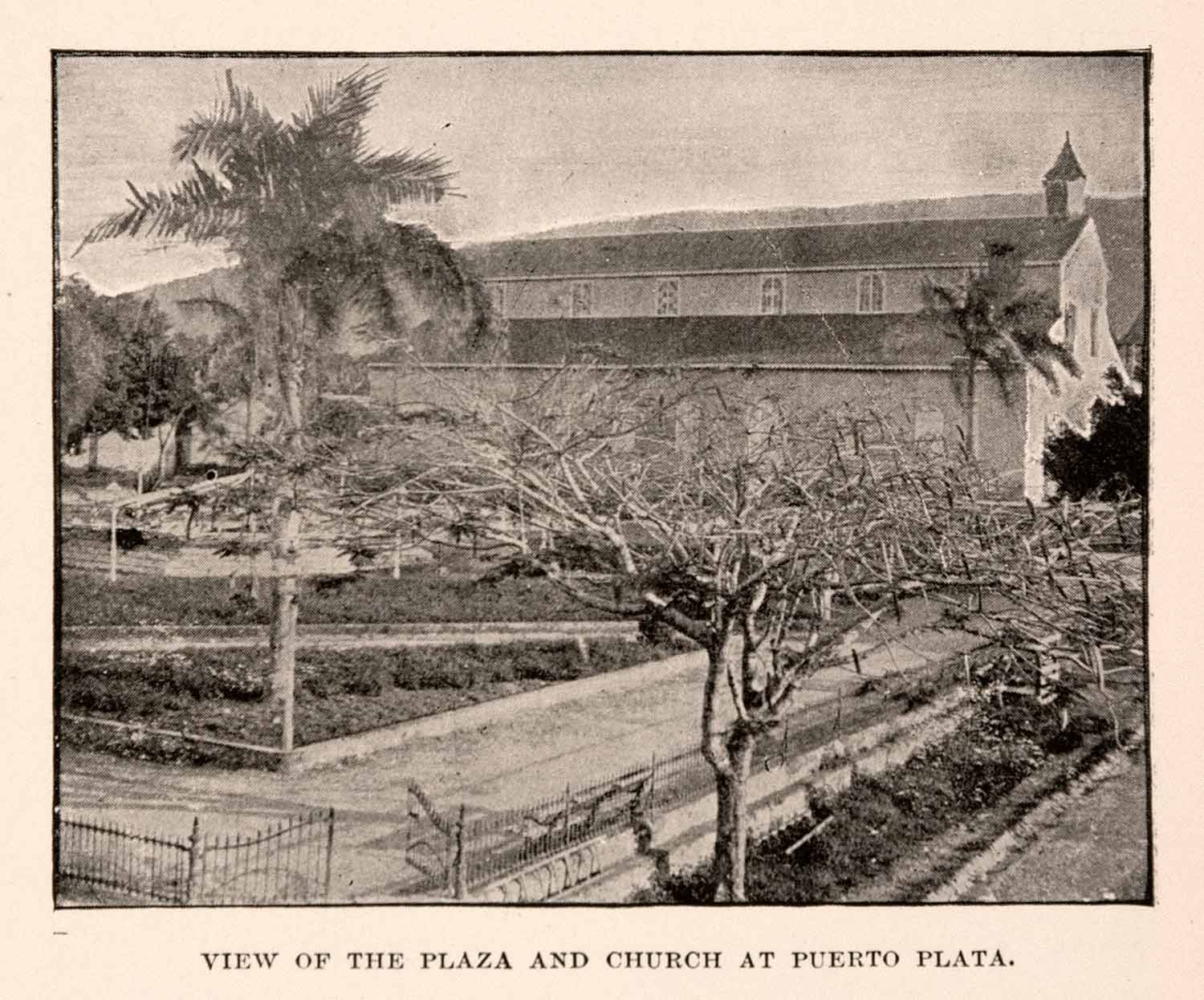 1893 Halftone Print Plaza Church Puerto Plata Dominican Republic Caribbean XGDA9