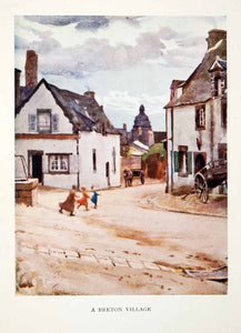 1906 Color Print Thomas Gotch France Bretton Yorkshire England Street XGDB3