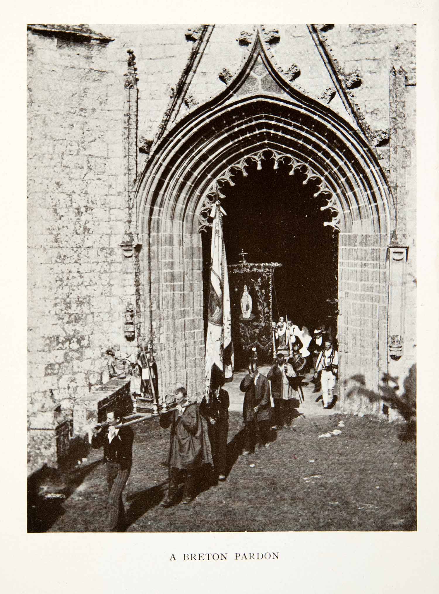 1906 Print England Breton Pardon Church Cathedral Ceremony Religion XGDB3