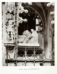 1906 Print France Saint Yves Ivo Kermartin Breton Tomb Grave Church XGDB3