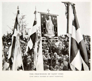 1906 Print France Saint Yves Ivo Kermartin Breton Procession Banner XGDB3