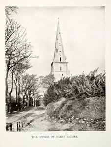 1906 Print France Saint Michel Mont Nomandy Church Cathedral Road Street XGDB3