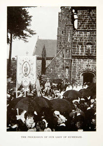 1906 Print France Procession Lady Rumengol Flag Church Cathedral Gathering XGDB3