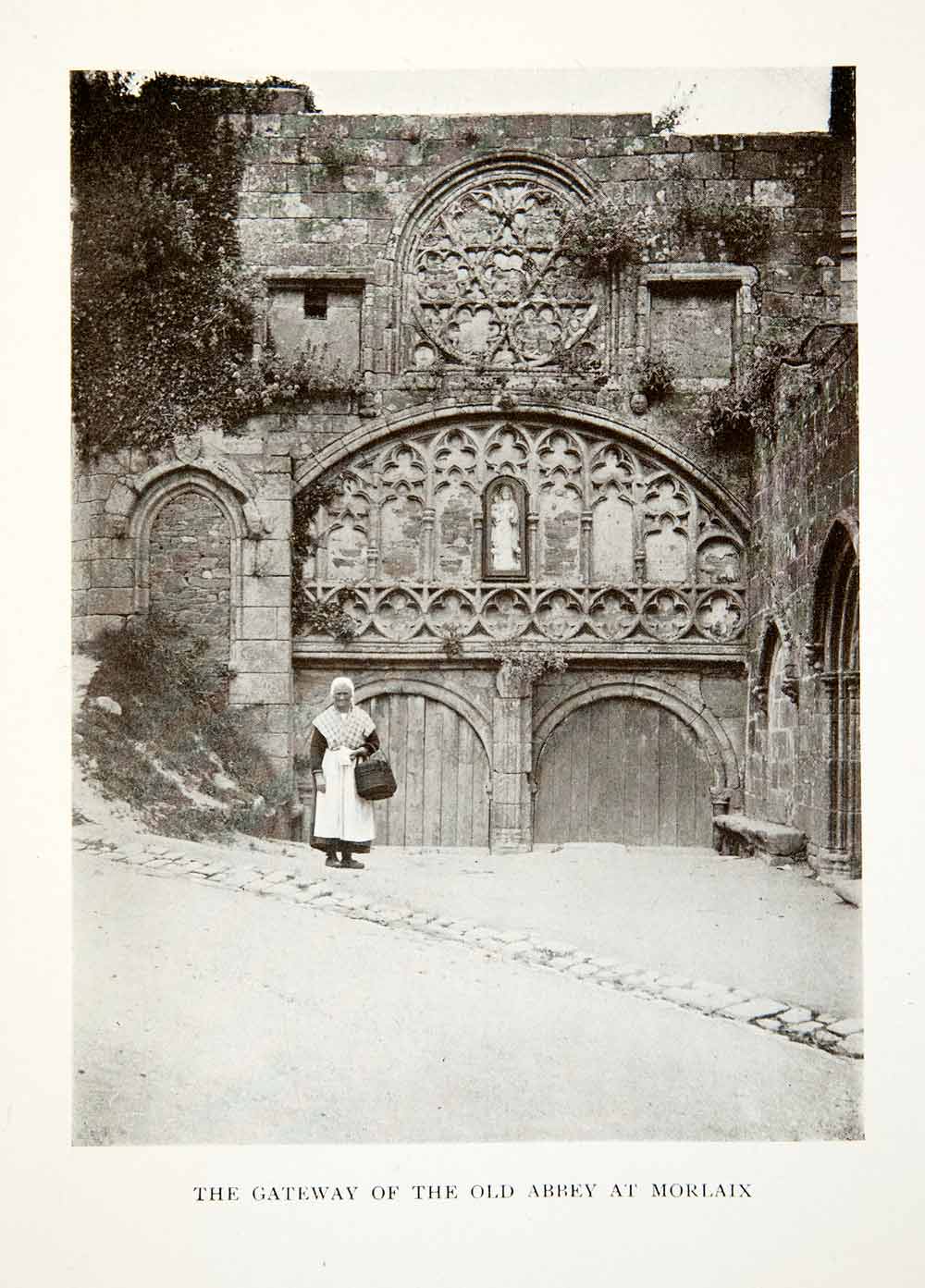 1906 Print France Gateway Door Abbey Morlaix Breton Commune Finistere XGDB3