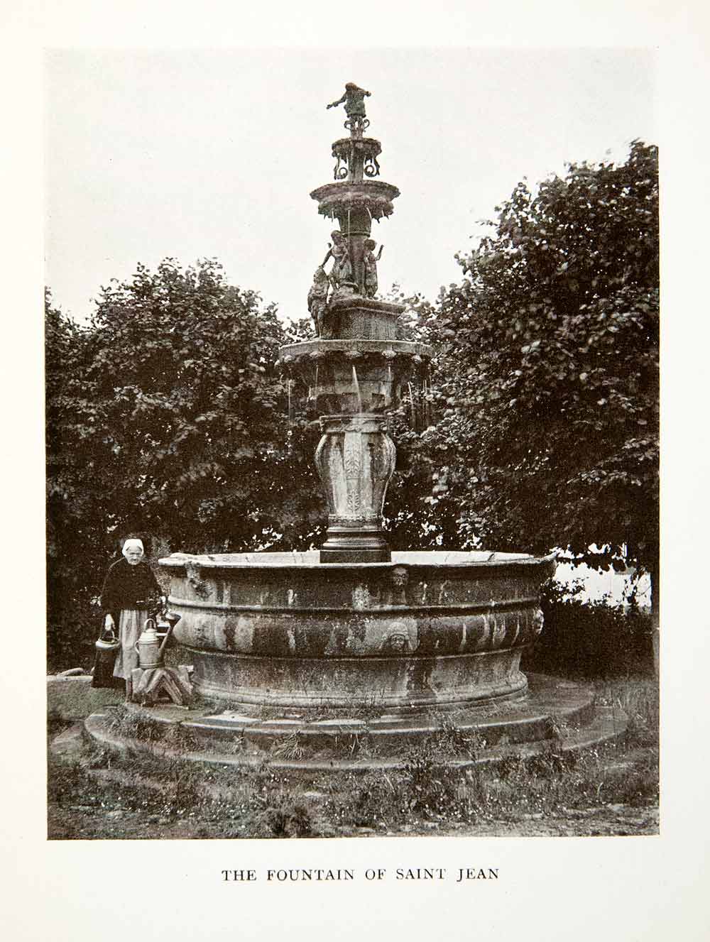 1906 Print France Fountain Saint Jean Statue Well Cascade Water Spout XGDB3