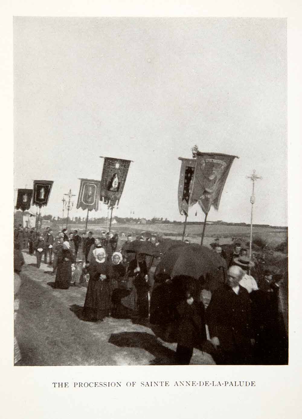 1906 Print France Procession Saint Anne Palude Flag Ceremony Worship XGDB3