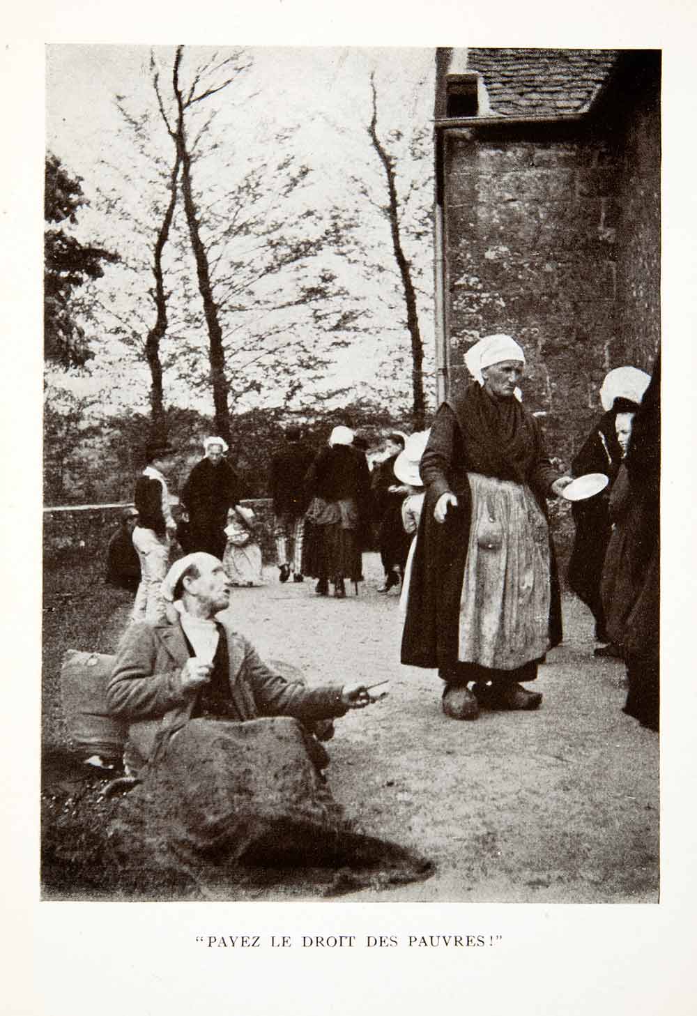 1906 Print France Beggar Peasants Old Woman Nun People Church Cathedral XGDB3