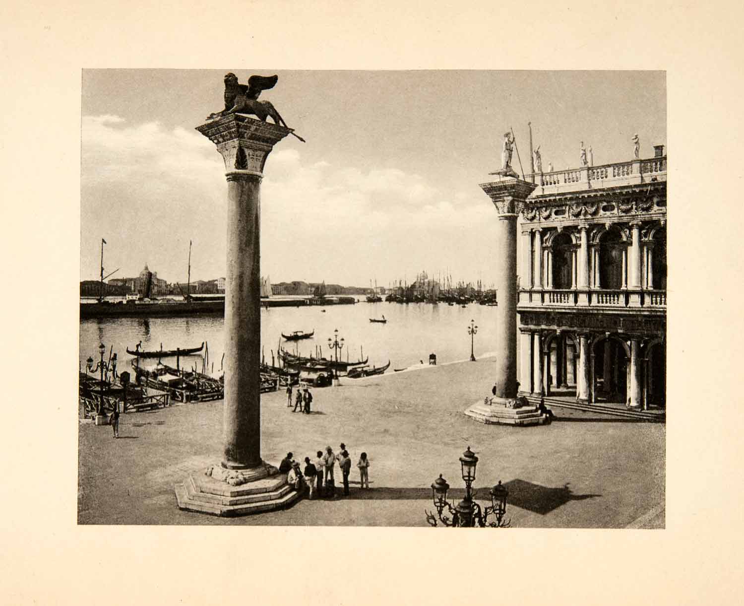 1902 Photogravure Saint Mark Square Piazza Lion Venice Italy Island XGDB6