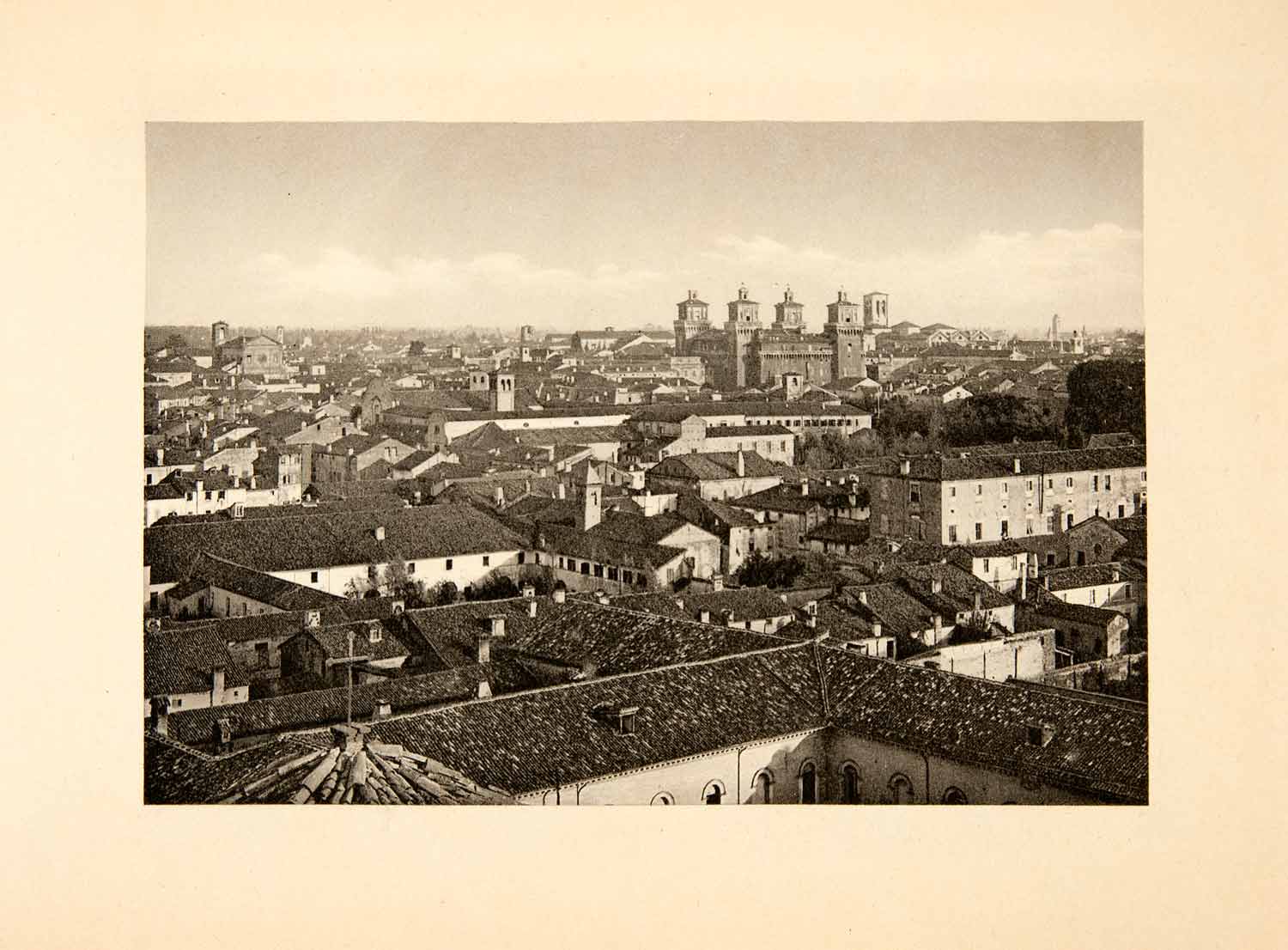 1902 Photogravure Ferrara Italy Italia Castello Castle Estense Cityscape XGDB6