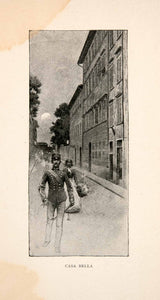 1902 Print Casa Bella Florence Italy Via De'Serragli Cityscape Street XGDB8