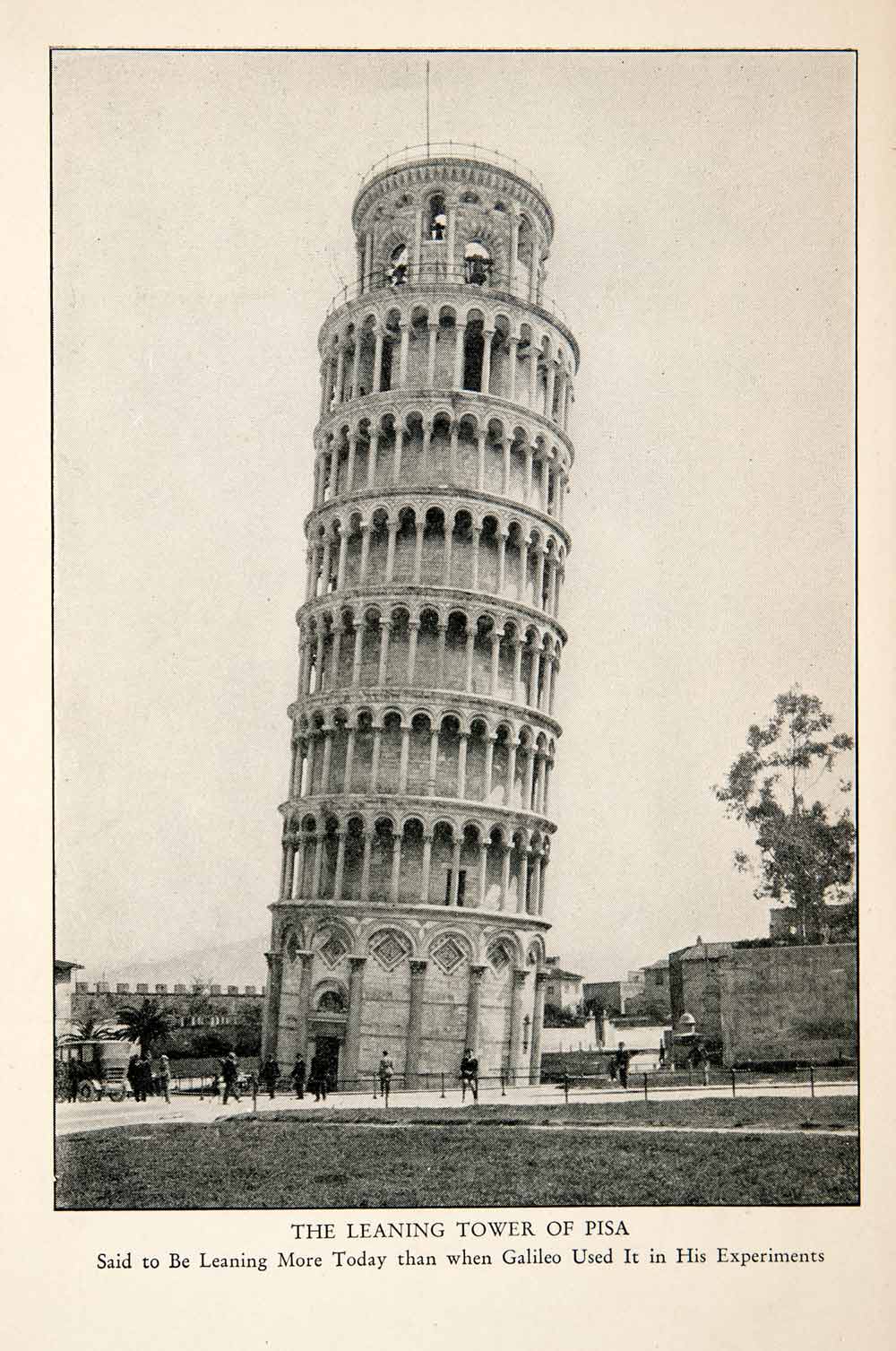 1927 Print Leaning Tower Pisa Torre Pendente Campanile Belltower Italy XGDB9