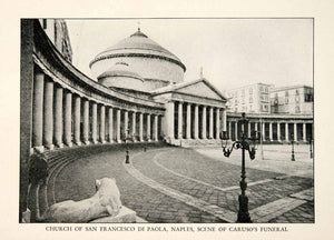 1927 Print San Francesco Paola Saint Francis Church Naples Italy Colonnade XGDB9