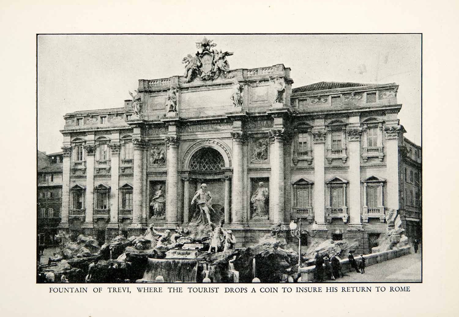 1927 Print Fontana Trevi Public Fountain Rome Italy Monument Statue XGDB9