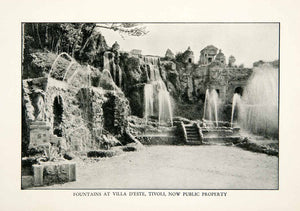 1927 Print Fountains Park Villa D'este Tivoli Italy Gardens Roman Estate XGDB9