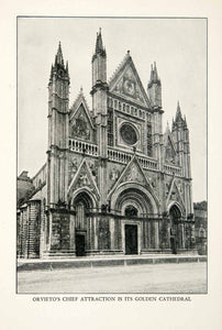 1927 Print Golden Cathedral Orvieto Umbria Italy Roman Catholic Gothic XGDB9