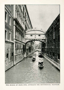 1927 Print Ponte Dei Sospiri Bridge Sighs Venice Italy Gondolas Rio Di XGDB9