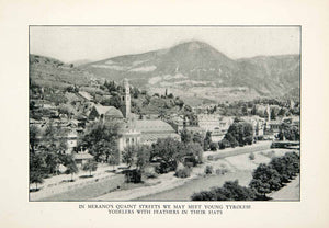 1927 Print Merano Italy Passeier River Mountain Alps Tyrolese Church Bell XGDB9