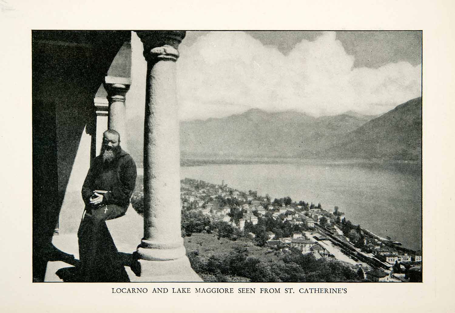1927 Print Lake Maggiore Locarno Swiss St Catherines Church Humiliati XGDB9