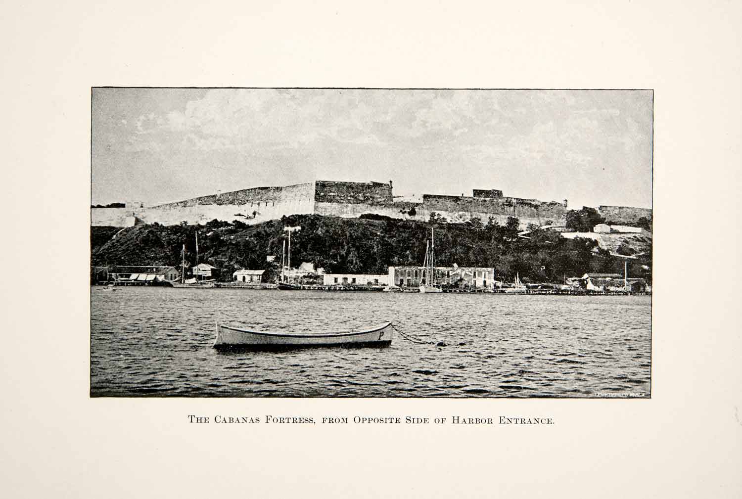 1896 Print Cabanas Fortress Havana Harbor Entrance Marimelena Bay Boat XGDC1